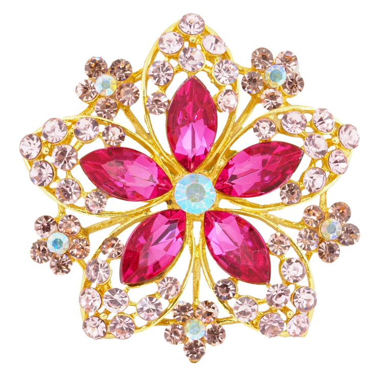 Брошь Цветок с розовыми стразами фото №11 Брошь Цветок с розовыми стразами фото №11