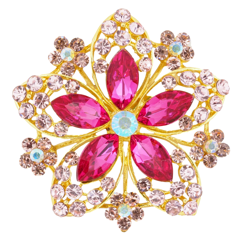 Брошь Цветок с розовыми стразами фото №1 Брошь Цветок с розовыми стразами фото №1