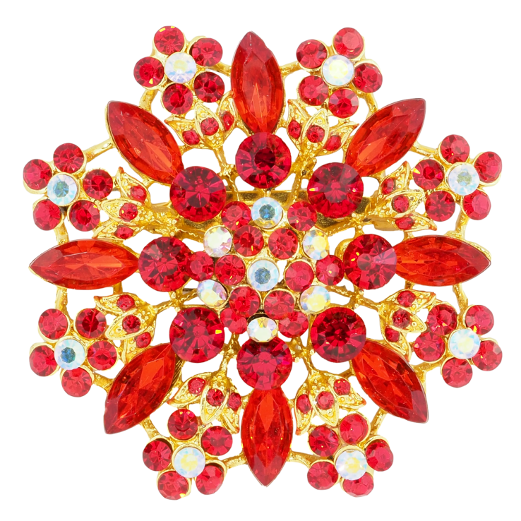Брошка Квітка з червоними стразами фото №16 Брошка Квітка з червоними стразами фото №16