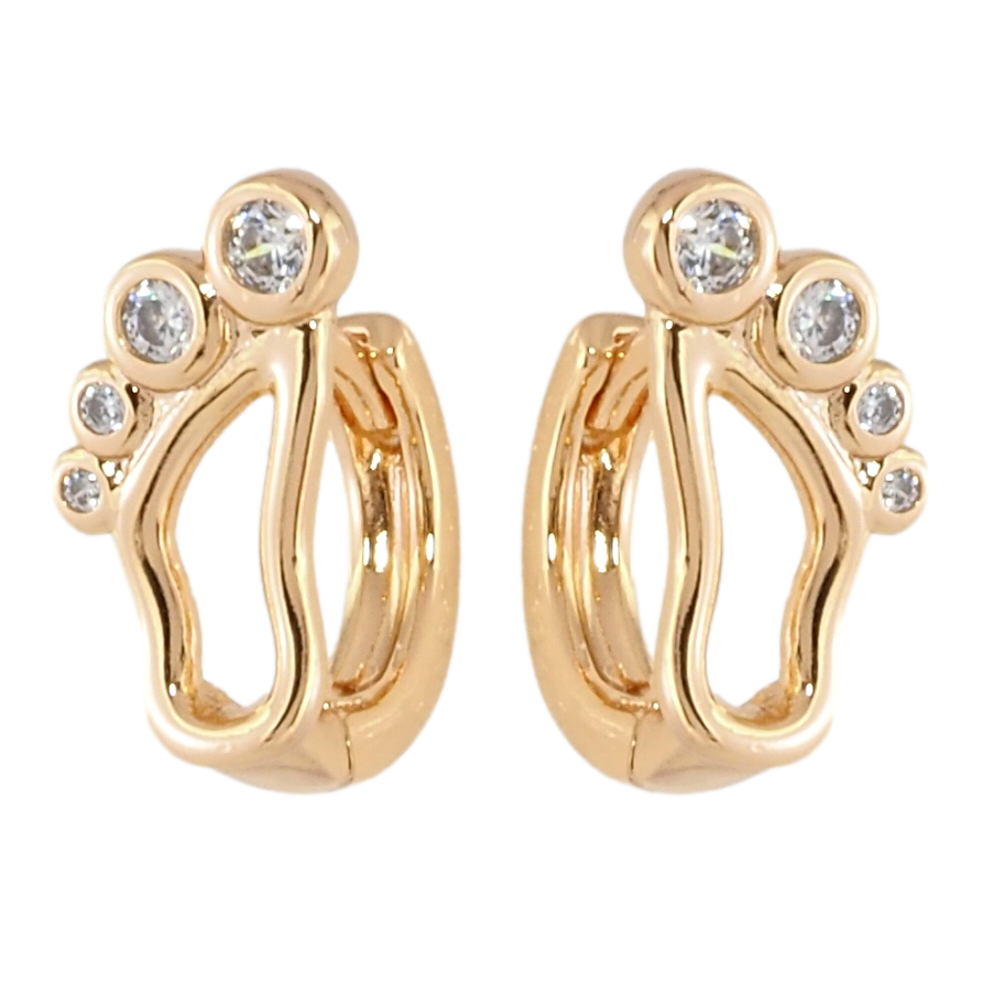 Серьги Xuping Позолота 18K колечки Ножки с цирконием фото №1 Серьги Xuping Позолота 18K колечки Ножки с цирконием фото №1