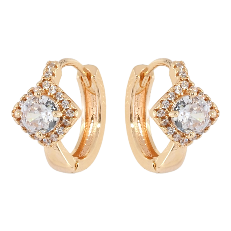 Сережки Xuping M&L Колір 18K колечка Ромби з цирконієм фото №6