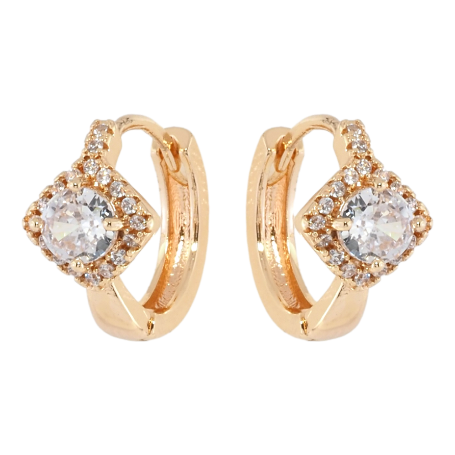 Сережки Xuping M&L Колір 18K колечка Ромби з цирконієм фото №1