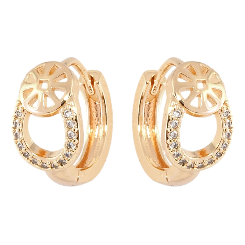 Серьги Xuping M&L Цвет 18K колечки Узор с цирконием фото №1