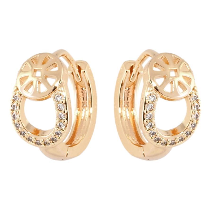 Серьги Xuping M&L Цвет 18K колечки Узор с цирконием фото №1