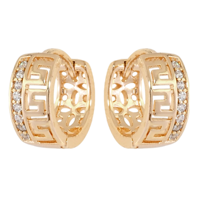 Сережки Xuping M&L Колір 18K колечка Грецький візерунок з доріжкою цирконію фото №1