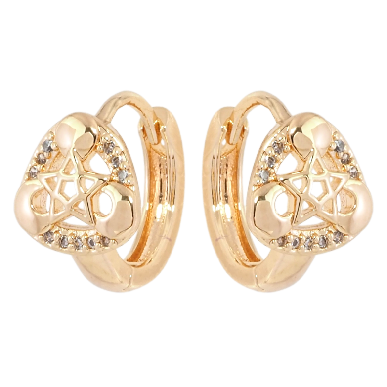 Серьги Xuping M&L Цвет 18K колечки Треугольники с узором звездочки фото №1