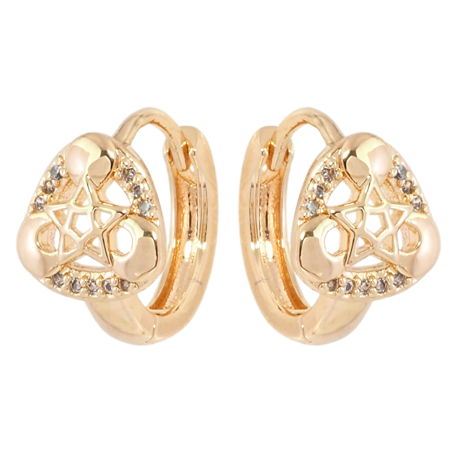 Серьги Xuping M&L Цвет 18K колечки Треугольники с узором звездочки фото №1