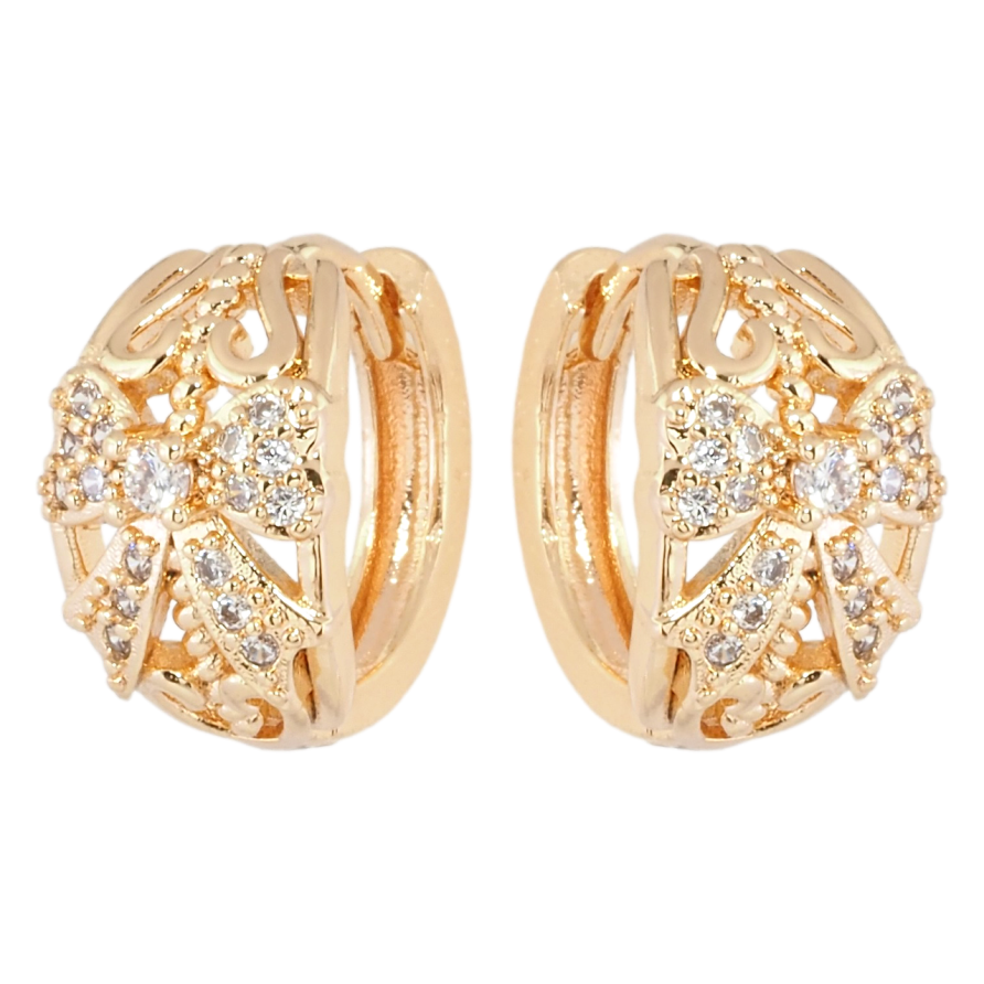 Сережки Xuping M&L Колір 18K колечка Візерунок бантики з цирконієм фото №1