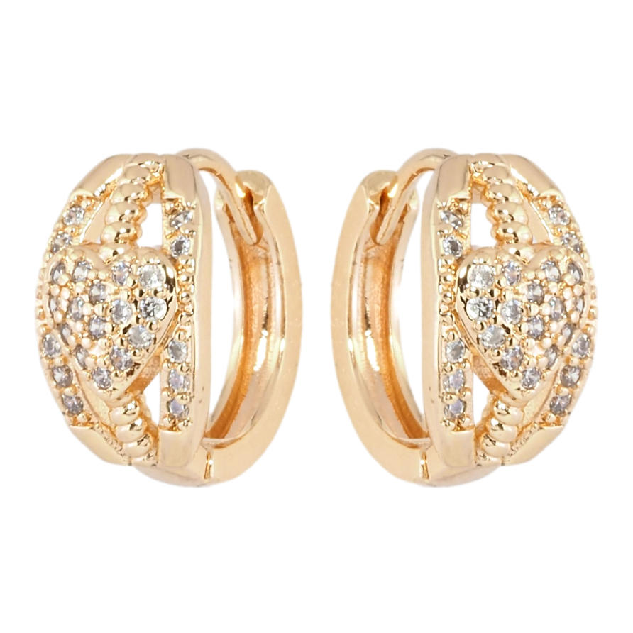 Серьги Xuping M&L Цвет 18K колечки Узор сердечки с цирконием фото №1