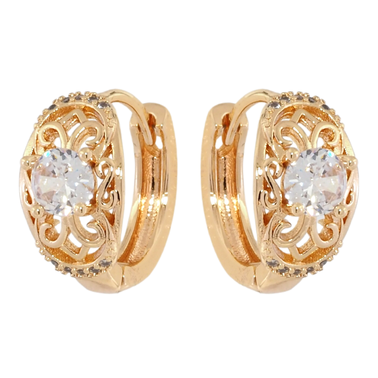 Серьги Xuping M&L Цвет 18K колечки Ажурный узор с фианитом фото №6