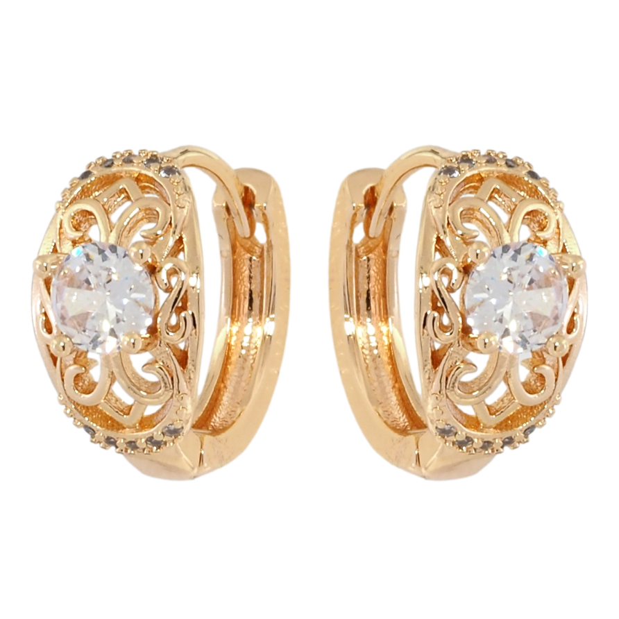 Сережки Xuping M&L Колір 18K колечка Ажурний візерунок з фіанітом фото №1