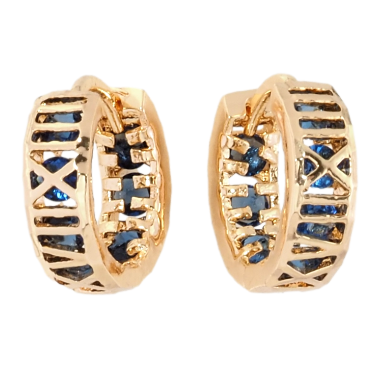 Серьги Xuping M&L Цвет 18K колечки Римские цифры с синими кристаллами фото №23