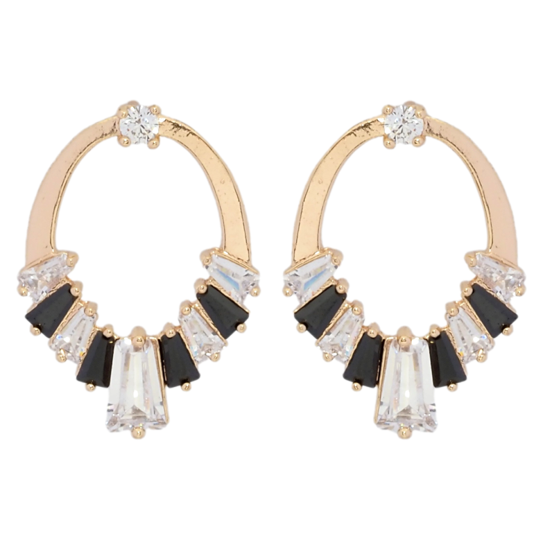 Сережки Xuping M&L Колір 18K пусети Візерунок із чорно-білим цирконієм фото №1