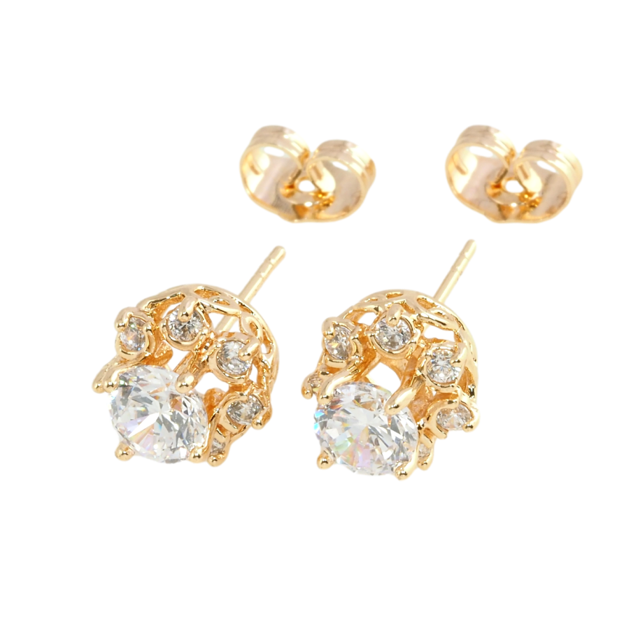 Серьги Xuping M&L Цвет 18K пусеты Цветочки с цирконием фото №1