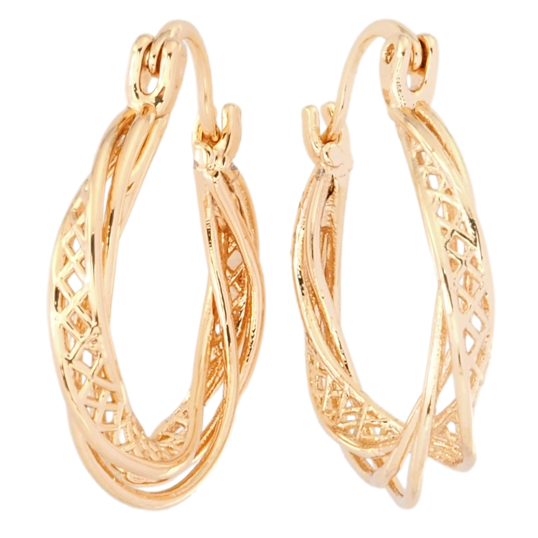 Сережки Xuping M&L Колір 18K кільця (конго) Декоративний візерунок ø 2.4см фото №1 Сережки Xuping M&L Колір 18K кільця (конго) Декоративний візерунок ø 2.4см фото №1