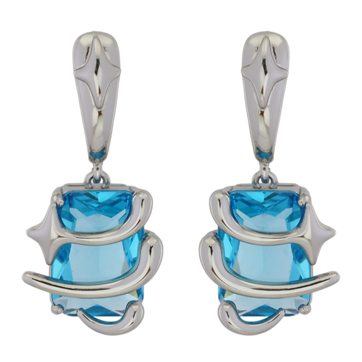 Серьги Xuping Родий пусеты Подвески с голубыми фианитами фото №20