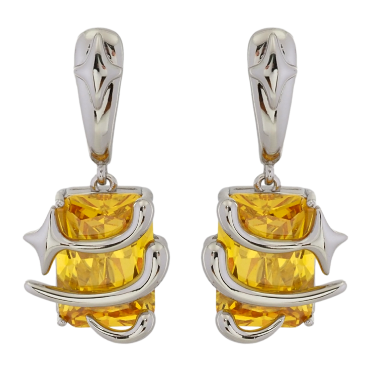 Серьги Xuping Родий пусеты Подвески с желтыми фианитами фото №17 Серьги Xuping Родий пусеты Подвески с желтыми фианитами фото №17