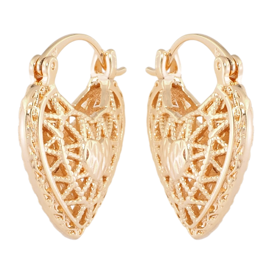 Серьги Xuping M&L Цвет 18K замок-булавка Сердечки с резным узором фото №1