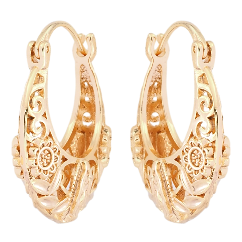 Сережки Xuping M&L Колір 18K замок-шпилька Різьблений квітковий орнамент фото №2