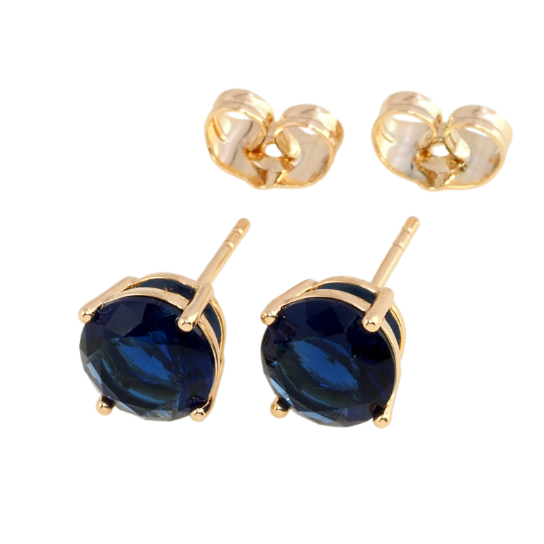 Сережки Xuping Позолота 18K пусети Сині фіаніти в 4-х крапановій оправі ø 8мм фото №1 Сережки Xuping Позолота 18K пусети Сині фіаніти в 4-х крапановій оправі ø 8мм фото №1