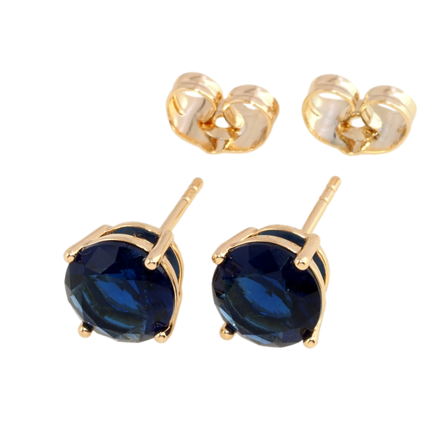 Сережки Xuping Позолота 18K пусети Сині фіаніти в 4-х крапановій оправі ø 8мм фото №1 Сережки Xuping Позолота 18K пусети Сині фіаніти в 4-х крапановій оправі ø 8мм фото №1