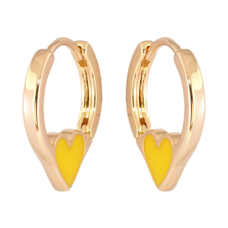 Сережки Xuping Позолота 18K колечка Сердечка з жовтою емаллю фото №11 Сережки Xuping Позолота 18K колечка Сердечка з жовтою емаллю фото №11