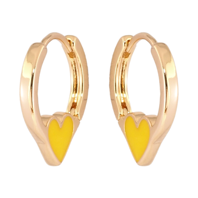Серьги Xuping Позолота 18K колечки Сердечки с желтой эмалью фото №1