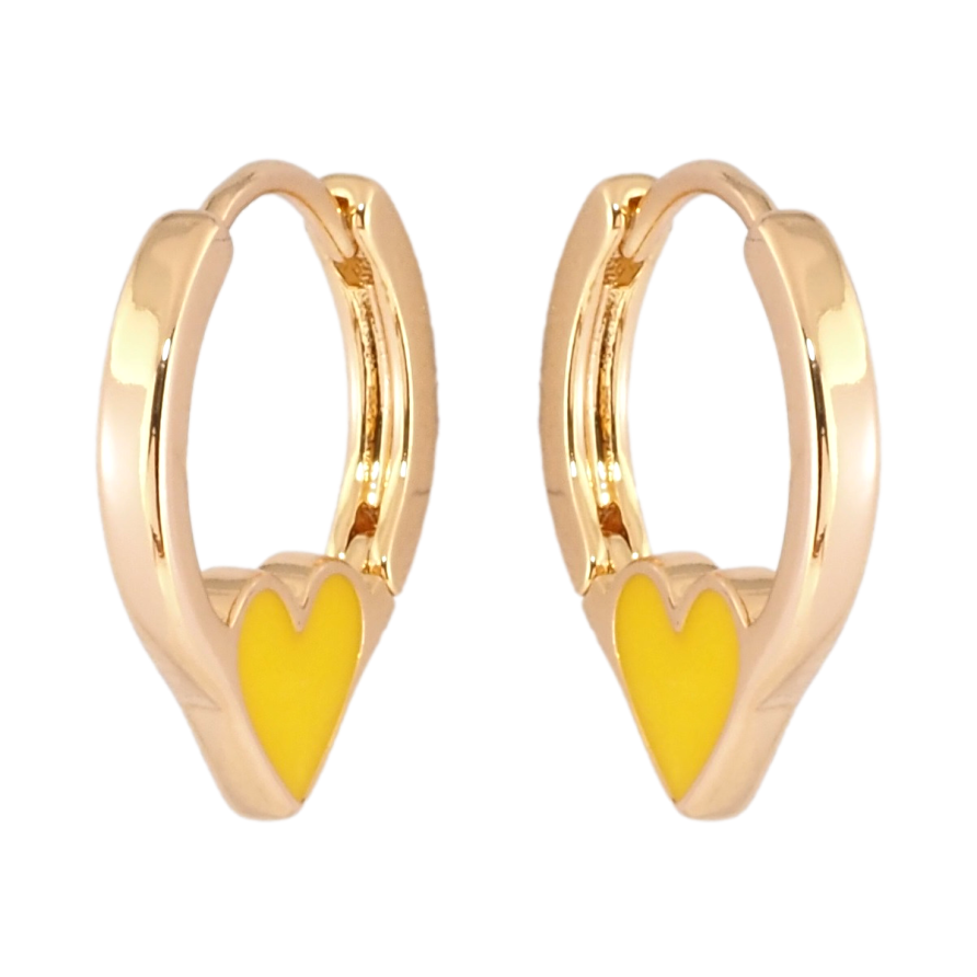Сережки Xuping Позолота 18K колечка Сердечка з жовтою емаллю фото №1