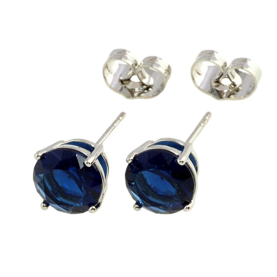 Сережки Xuping Родій пусети Сині фіаніти в 4-х крапановій оправі ø 8мм фото №1