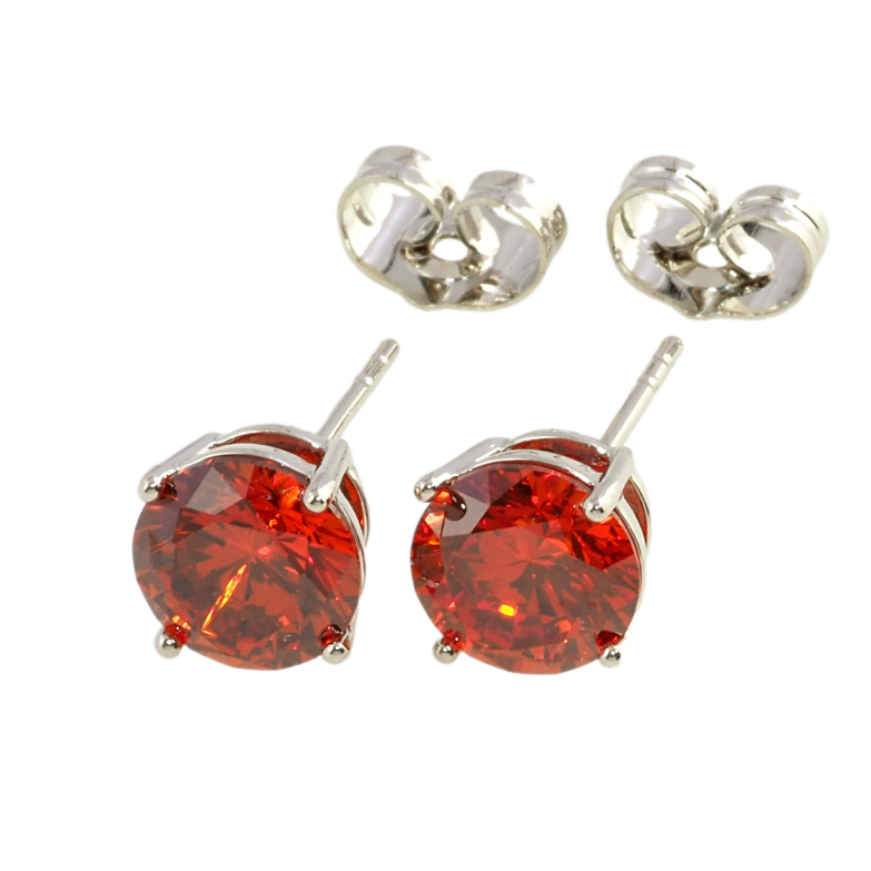 Серьги Xuping Родий пусеты Красные фианиты в 4-х крапановой оправе ø 8мм фото №1 Серьги Xuping Родий пусеты Красные фианиты в 4-х крапановой оправе ø 8мм фото №1