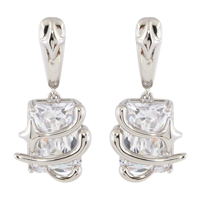Серьги Xuping Родий пусеты Подвески с фианитами фото №1
