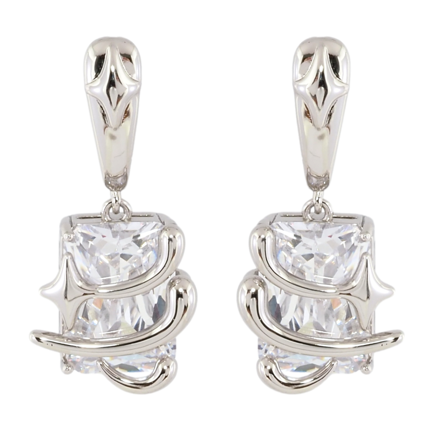 Серьги Xuping Родий пусеты Подвески с фианитами фото №1