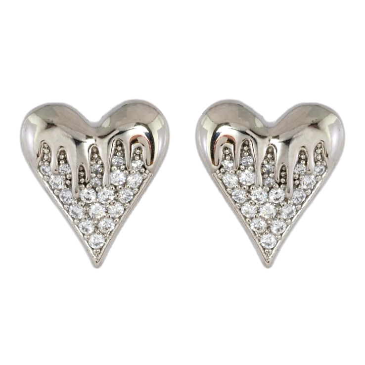 Серьги Xuping Родий пусеты Сердечки с инкрустацией цирконием фото №14