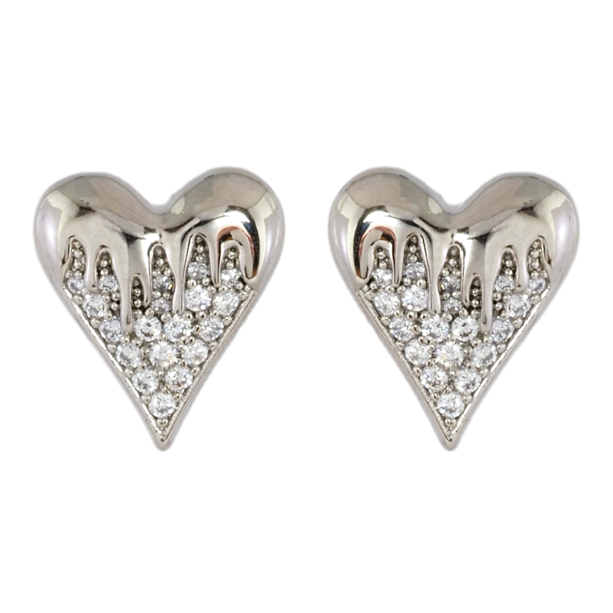 Серьги Xuping Родий пусеты Сердечки с инкрустацией цирконием фото №1