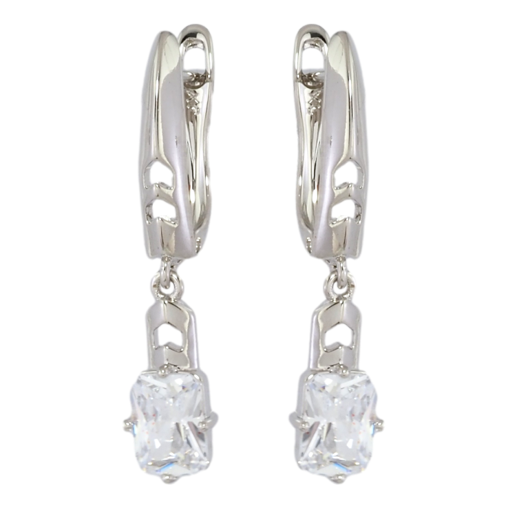 Серьги Xuping Родий английский замок Кристальные подвески фото №11 Серьги Xuping Родий английский замок Кристальные подвески фото №11