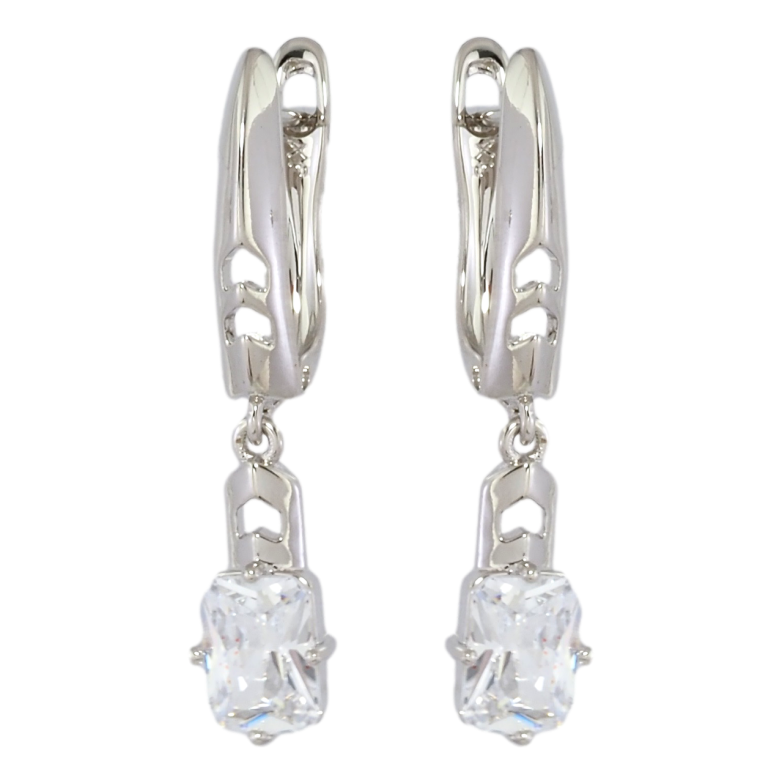 Серьги Xuping Родий английский замок Кристальные подвески фото №1 Серьги Xuping Родий английский замок Кристальные подвески фото №1