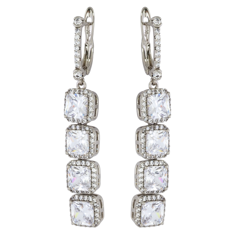 Серьги Xuping Родий английский замок Подвески с фианитами фото №1 Серьги Xuping Родий английский замок Подвески с фианитами фото №1