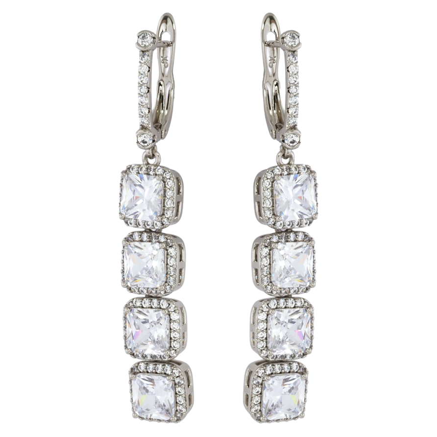 Серьги Xuping Родий английский замок Подвески с фианитами фото №1 Серьги Xuping Родий английский замок Подвески с фианитами фото №1