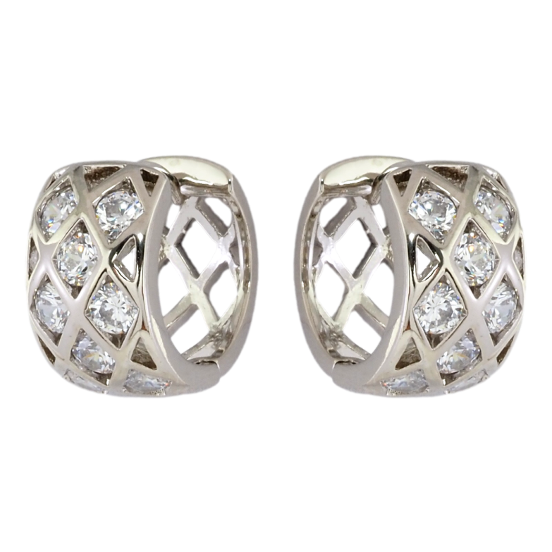 Серьги Xuping Родий колечки Вставки циркония фото №1 Серьги Xuping Родий колечки Вставки циркония фото №1