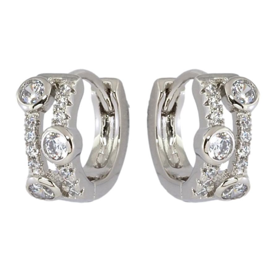 Серьги Xuping Родий колечки Инкрустация цирконием фото №1 Серьги Xuping Родий колечки Инкрустация цирконием фото №1