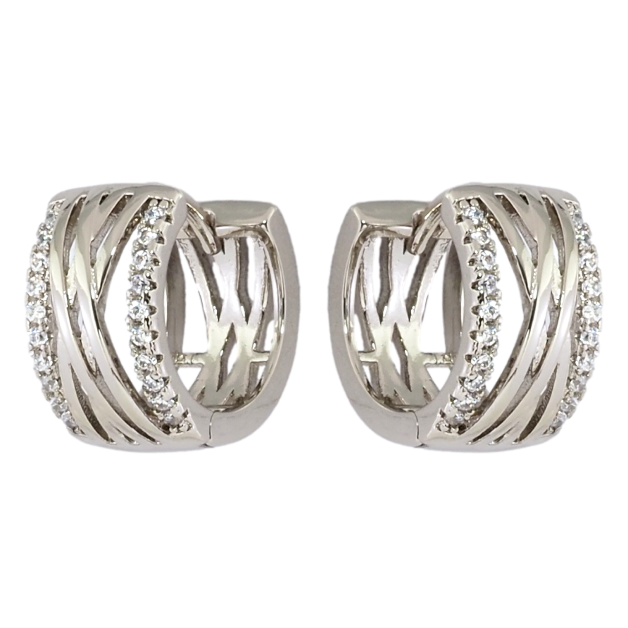 Сережки Xuping Родій колечка Візерунок із доріжками цирконію фото №1