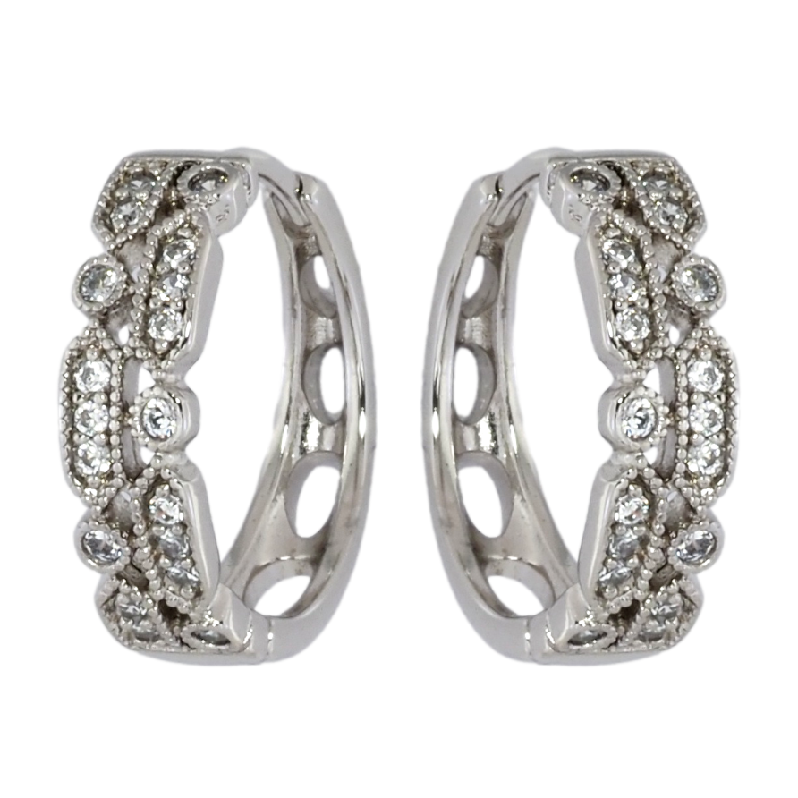 Сережки Xuping Родій колечка Візерунок з інкрустацією цирконієм фото №1 Сережки Xuping Родій колечка Візерунок з інкрустацією цирконієм фото №1