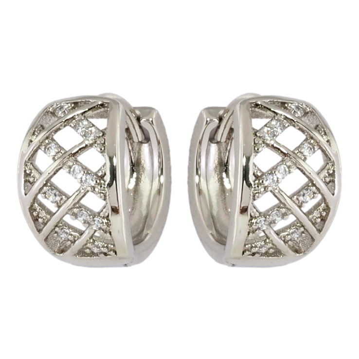 Серьги Xuping Родий колечки Узор с цирконием фото №6 Серьги Xuping Родий колечки Узор с цирконием фото №6