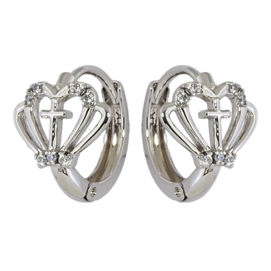 Сережки Xuping Родій колечка Візерунок корона з хрестиком фото №1 Сережки Xuping Родій колечка Візерунок корона з хрестиком фото №1