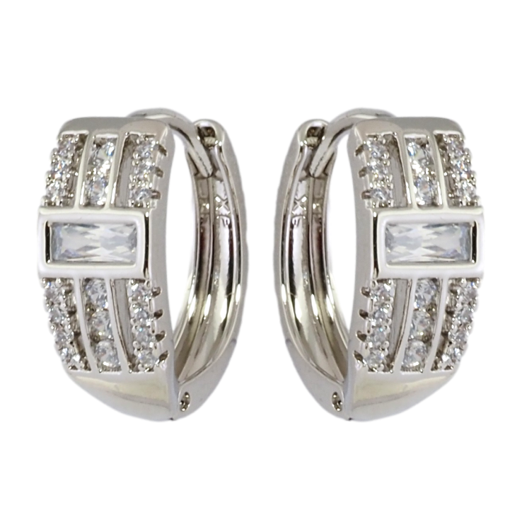 Серьги Xuping Родий колечки Узор с цирконием фото №7 Серьги Xuping Родий колечки Узор с цирконием фото №7