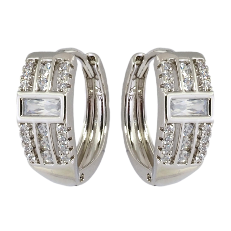 Серьги Xuping Родий колечки Узор с цирконием фото №1 Серьги Xuping Родий колечки Узор с цирконием фото №1