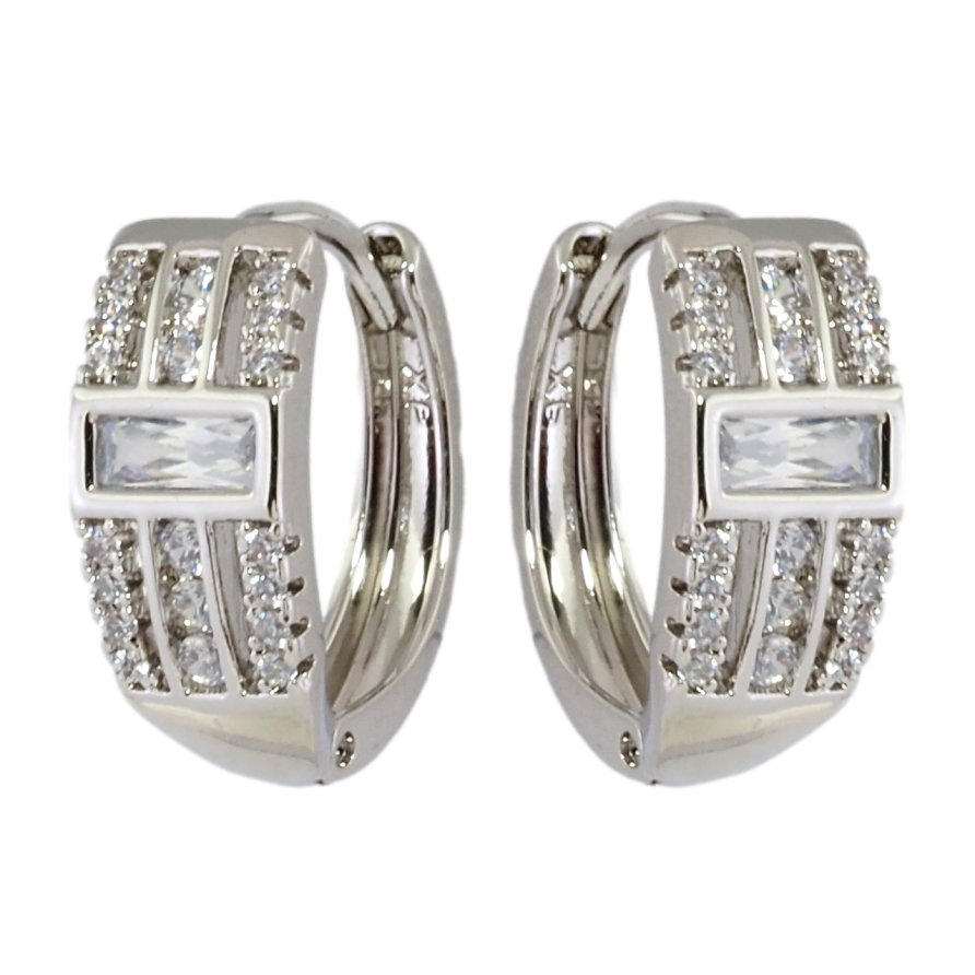 Серьги Xuping Родий колечки Узор с цирконием фото №1 Серьги Xuping Родий колечки Узор с цирконием фото №1