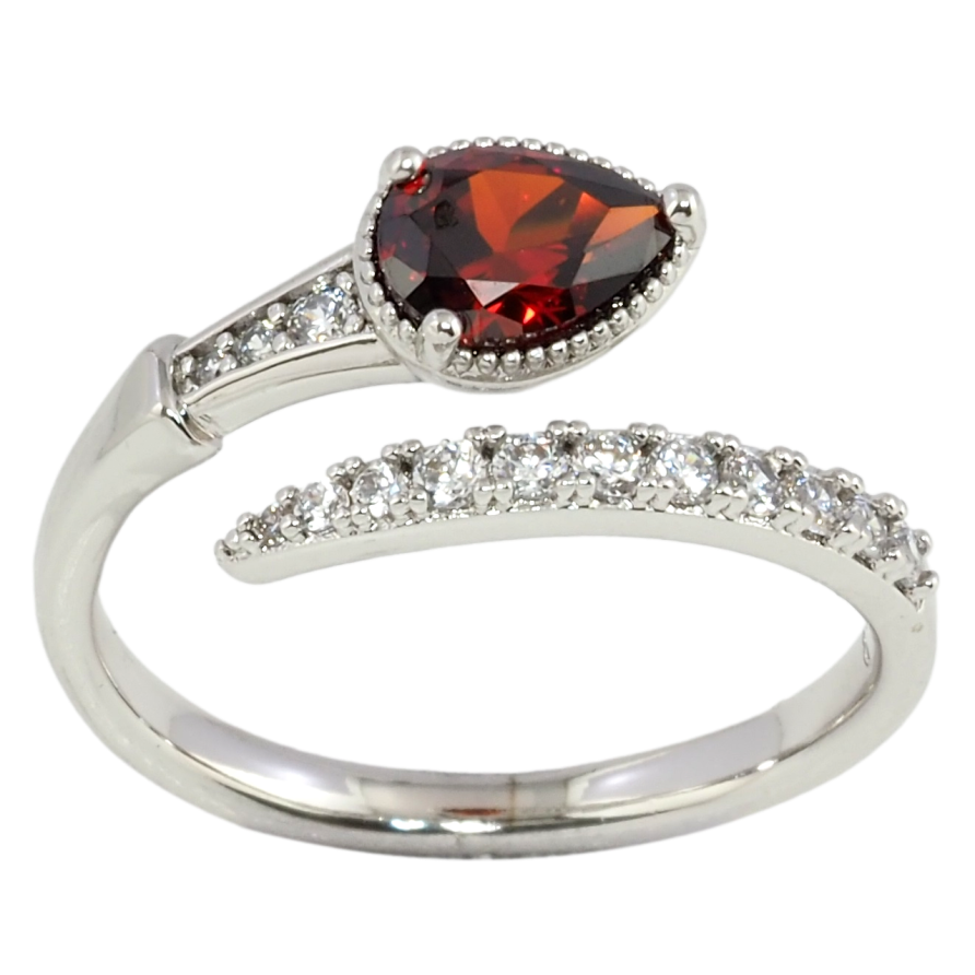 Кольцо Xuping Родий Красный фианит на дорожке циркония фото №1 Кольцо Xuping Родий Красный фианит на дорожке циркония фото №1