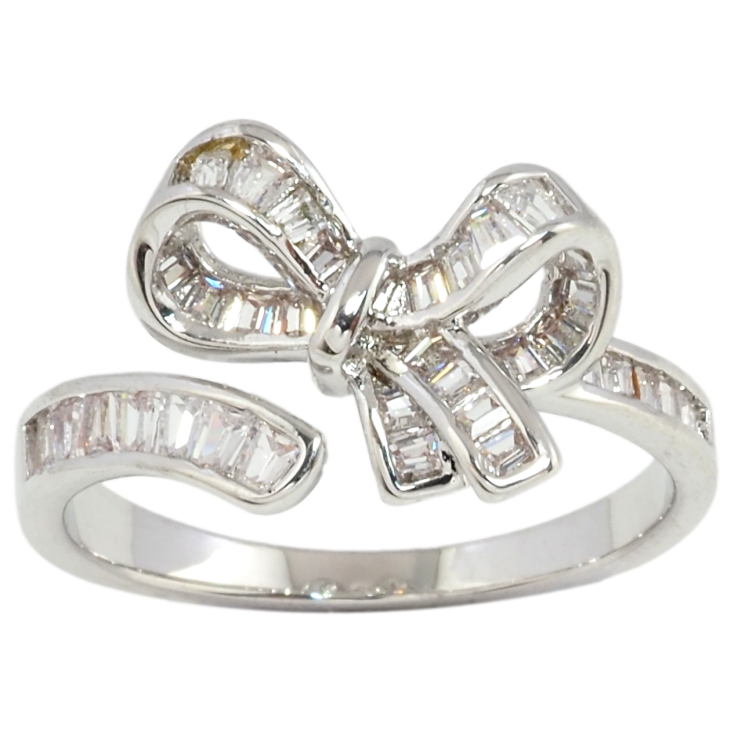 Кольцо Xuping Родий Бант с цирконием фото №5 Кольцо Xuping Родий Бант с цирконием фото №5