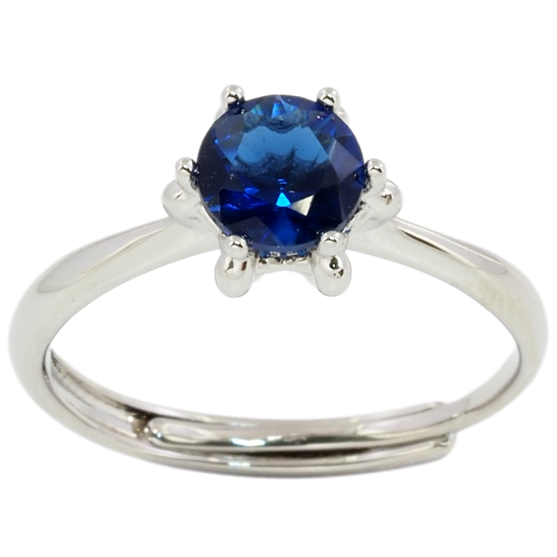 Каблучка Xuping Родій Синій фіаніт, ø 6мм фото №1